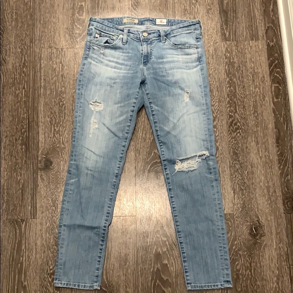 Stevie ankle slim straight distressed jeans